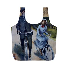 Couple On Bicycle Full Print Recycle Bag (m) by vintage2030