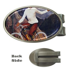 Woman On Bicycle Money Clips (oval)  by vintage2030