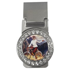 Woman On Bicycle Money Clips (cz)  by vintage2030