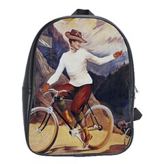 Woman On Bicycle School Bag (large)