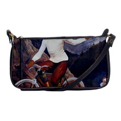 Woman On Bicycle Shoulder Clutch Bag by vintage2030