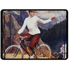 Woman On Bicycle Fleece Blanket (large)  by vintage2030