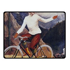 Woman On Bicycle Fleece Blanket (small) by vintage2030