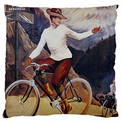 Woman On Bicycle Large Cushion Case (one Side) by vintage2030