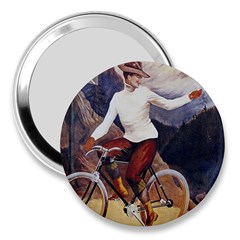 Woman On Bicycle 3  Handbag Mirrors by vintage2030