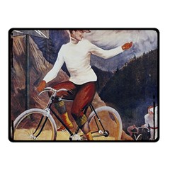 Woman On Bicycle Double Sided Fleece Blanket (small)  by vintage2030