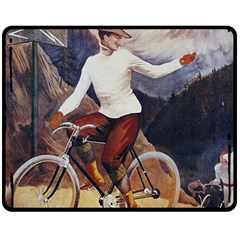 Woman On Bicycle Double Sided Fleece Blanket (medium)  by vintage2030