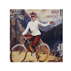 Woman On Bicycle Small Satin Scarf (square) by vintage2030