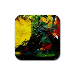 Yellow Chik 2 Rubber Square Coaster (4 Pack)  by bestdesignintheworld