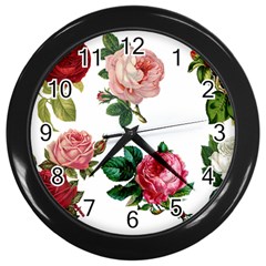 Roses 1770165 1920 Wall Clock (black) by vintage2030