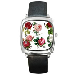 Roses 1770165 1920 Square Metal Watch by vintage2030