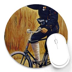 Policeman On Bicycle Round Mousepads by vintage2030