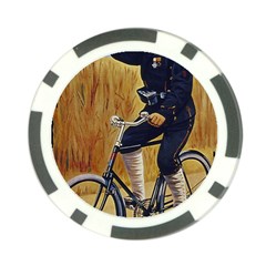 Policeman On Bicycle Poker Chip Card Guard by vintage2030