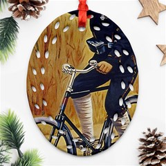 Policeman On Bicycle Oval Filigree Ornament (two Sides) by vintage2030