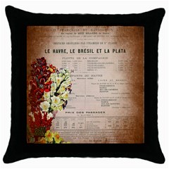 Letter Floral Throw Pillow Case (black) by vintage2030