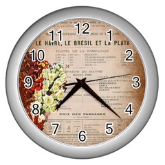 Letter Floral Wall Clock (silver) by vintage2030