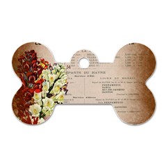 Letter Floral Dog Tag Bone (one Side) by vintage2030