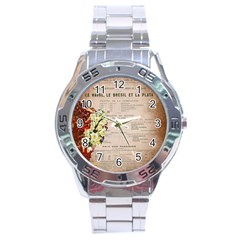 Letter Floral Stainless Steel Analogue Watch by vintage2030