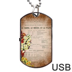 Letter Floral Dog Tag Usb Flash (one Side) by vintage2030