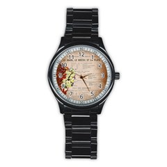 Letter Floral Stainless Steel Round Watch by vintage2030