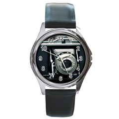 Photo Camera Round Metal Watch