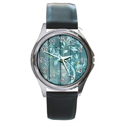 Green Tree Round Metal Watch