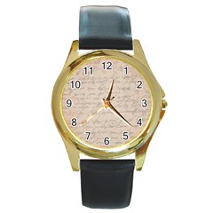 Letter Round Gold Metal Watch