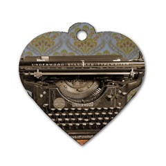 Typewriter Dog Tag Heart (one Side) by vintage2030