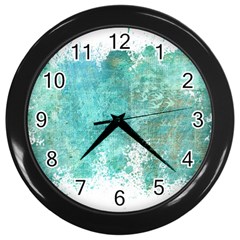 Splash Teal Wall Clock (black) by vintage2030