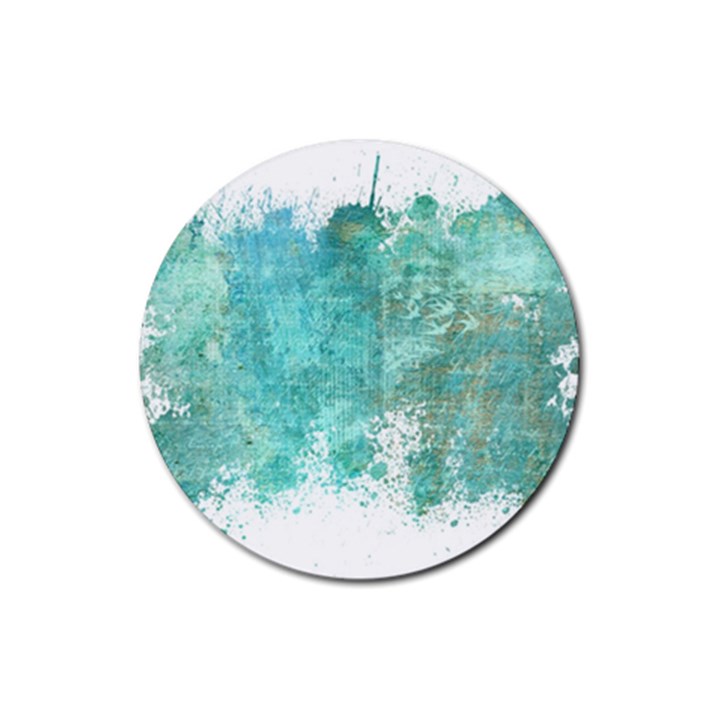 Splash Teal Rubber Round Coaster (4 pack) 