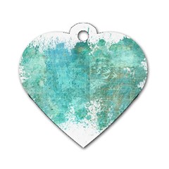 Splash Teal Dog Tag Heart (one Side) by vintage2030