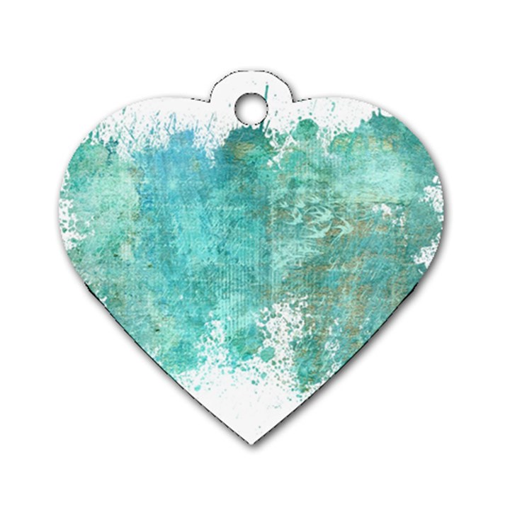 Splash Teal Dog Tag Heart (One Side)