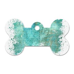 Splash Teal Dog Tag Bone (one Side) by vintage2030