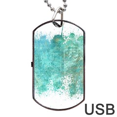 Splash Teal Dog Tag Usb Flash (two Sides) by vintage2030