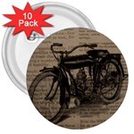 Bicycle Letter 3  Buttons (10 pack)  Front