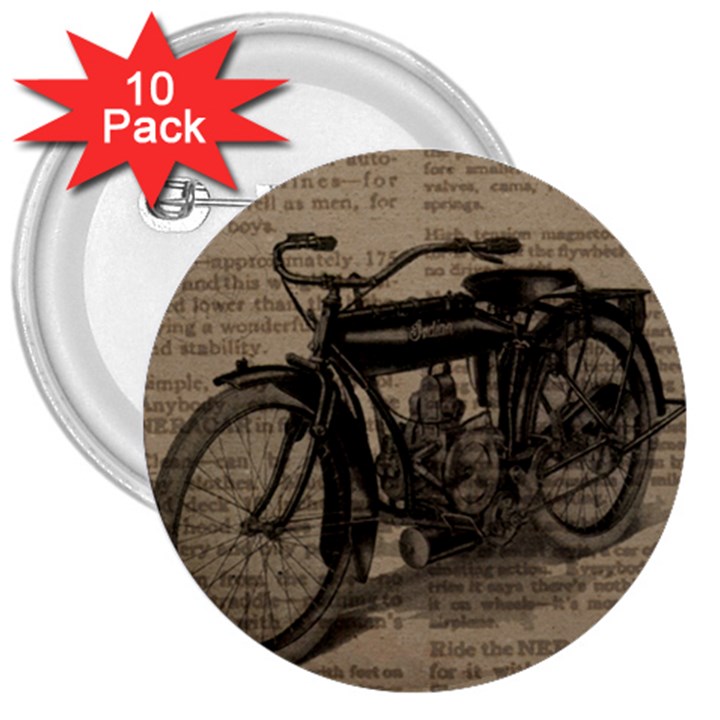 Bicycle Letter 3  Buttons (10 pack) 