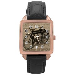 Bicycle Letter Rose Gold Leather Watch  by vintage2030