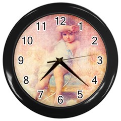 Baby In Clouds Wall Clock (Black)