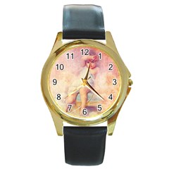 Baby In Clouds Round Gold Metal Watch