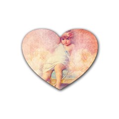 Baby In Clouds Rubber Coaster (Heart) 