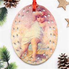 Baby In Clouds Ornament (Oval Filigree)