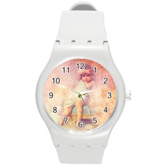 Baby In Clouds Round Plastic Sport Watch (M)