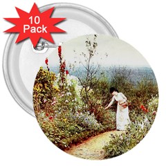 Lady And Scenery 3  Buttons (10 Pack) 