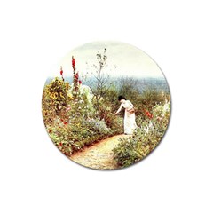 Lady And Scenery Magnet 3  (round)