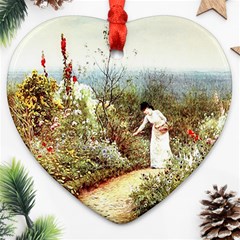 Lady And Scenery Heart Ornament (two Sides) by vintage2030