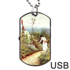 Lady And Scenery Dog Tag Usb Flash (one Side) by vintage2030