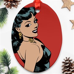 Comic Girl Ornament (oval) by vintage2030