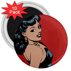 Comic Girl 3  Magnets (10 Pack) 