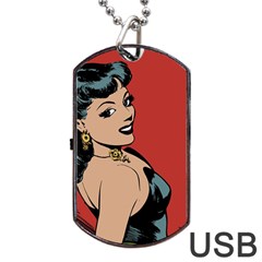 Comic Girl Dog Tag Usb Flash (two Sides) by vintage2030