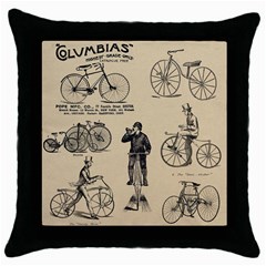 Victorian Bicycles Throw Pillow Case (black) by vintage2030